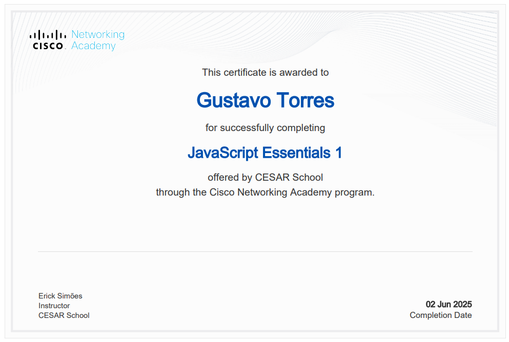 Certificado de JavaScript Essentials